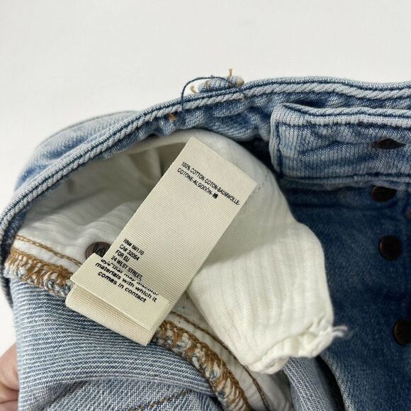 Free People Jean Skirt We The Free Denim Mini Distressed Size 27 Button Fly Boho - Picture 7 of 7